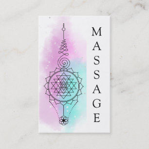 *~* Pastel Rainbow Stars Sacred Geometry Massage Business Card