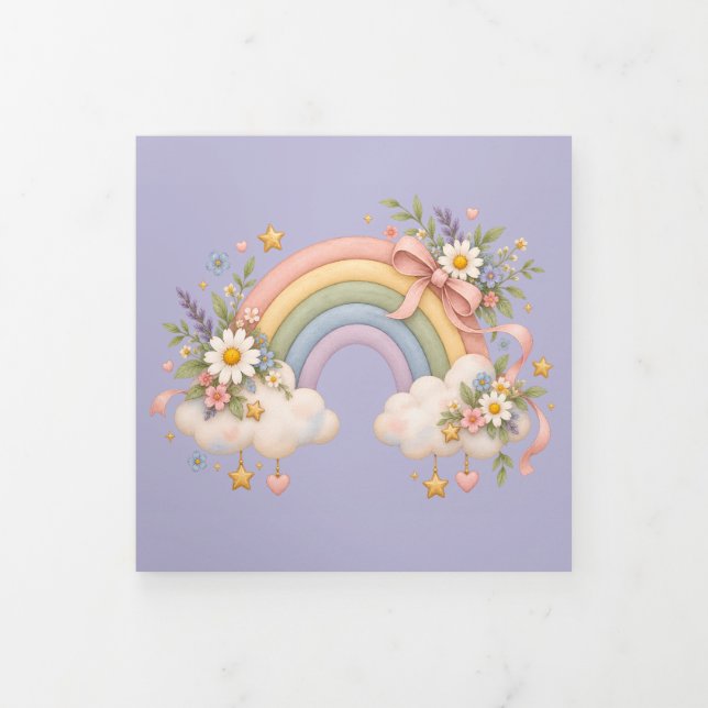 Pastel Rainbow Stationery  Tri-Fold Card (Cover)