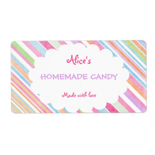 Pastel Rainbow Stripe Personalised Homemade Candy
