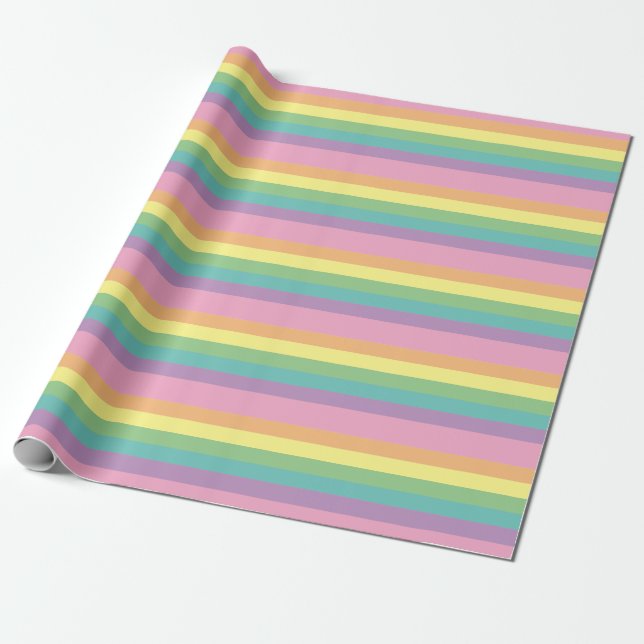 Pastel Rainbow Stripe Wrapping Paper (Unrolled)