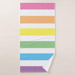 Pastel Rainbow Striped Bath Towel Set