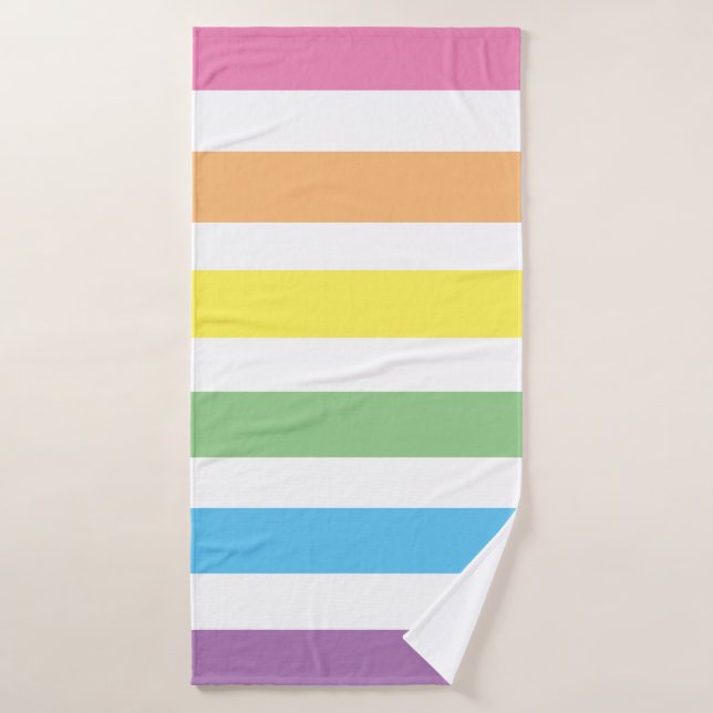 Pastel Rainbow Striped Bath Towel Set (Bath Towel)