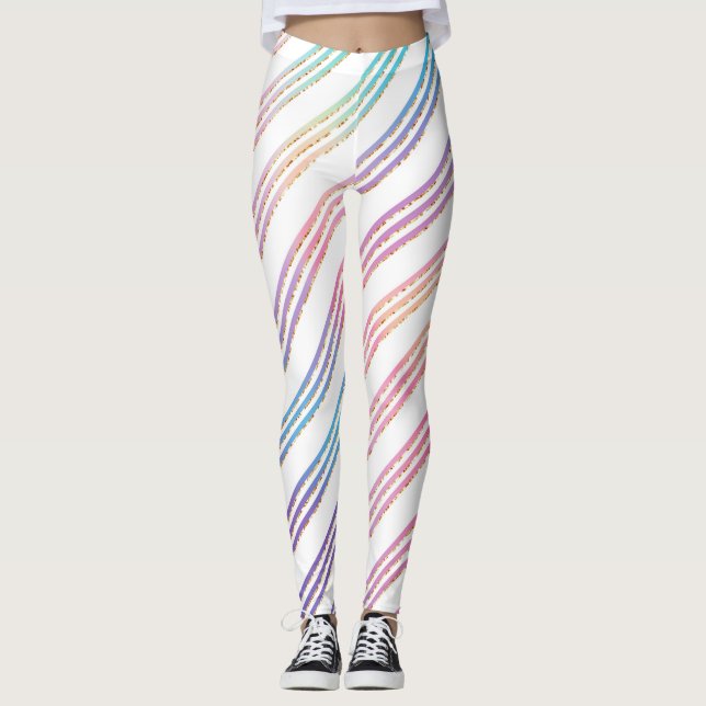 Pastel Rainbow Striped Leggings (Front)