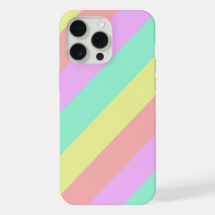 Pastel Rainbow Striped Pattern iPhone 15 Pro Max Case