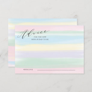 Pastel Rainbow Stripes Advice Card Baby Shower