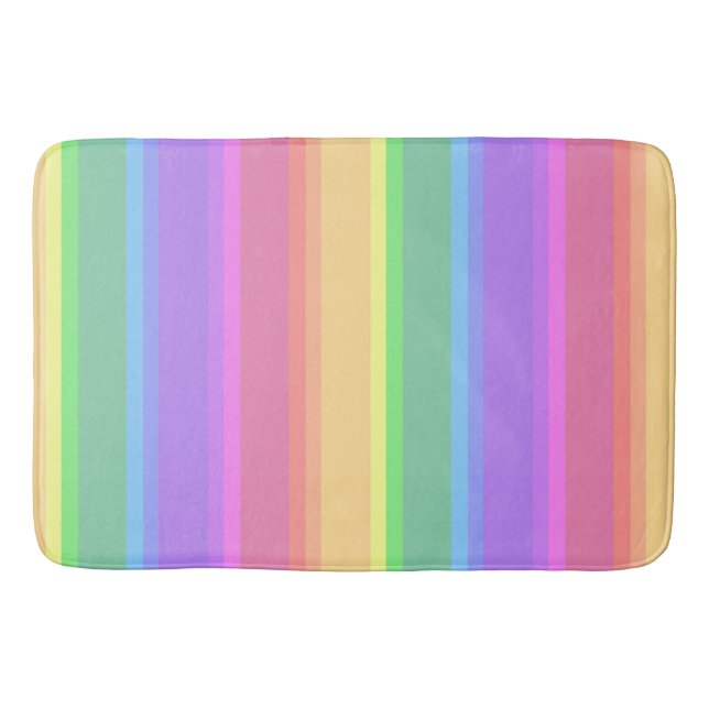 Pastel rainbow stripes bath mat (Front)