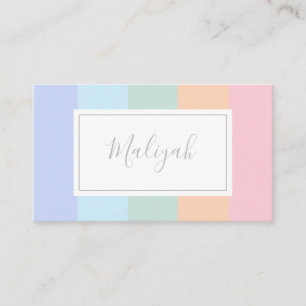 Pastel Rainbow Stripes Colour Block Name Place Card