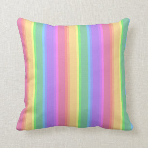 Pastel rainbow stripes cushion