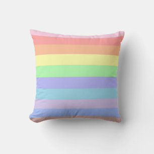 Pastel Rainbow Stripes Cushion