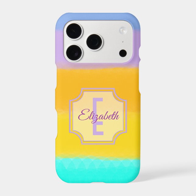 Pastel Rainbow Stripes Custom Name Monogram (Back)