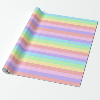 Pastel Rainbow Stripes Fairy Kei Birthday Wrapping Paper