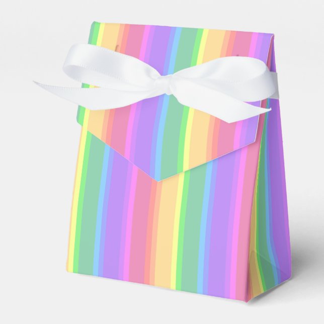 Pastel rainbow stripes favour box (Front Side)