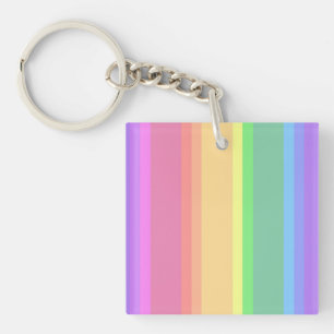 Pastel rainbow stripes key ring