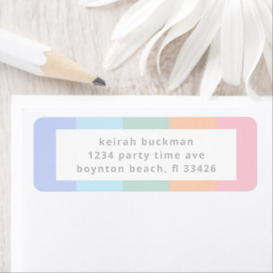 Pastel Rainbow Stripes Modern Colour Block Label Return Address Label