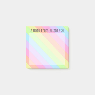 Pastel Rainbow Stripes Name Post-It® Notes