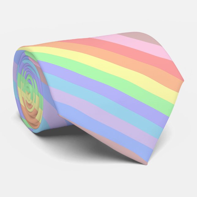 Pastel Rainbow Stripes of Tie (Rolled)