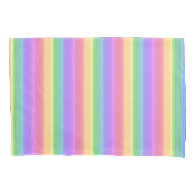 Pastel rainbow stripes pillowcase (Front)