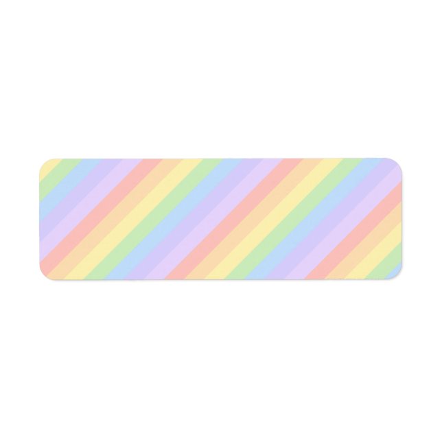 Pastel Rainbow Stripes. Return Address Label (Front)