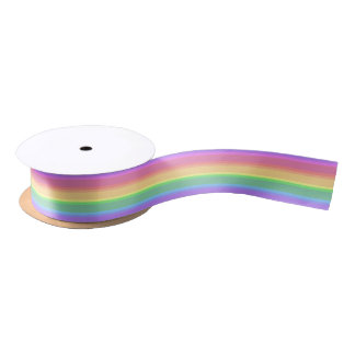 Pastel rainbow stripes satin ribbon