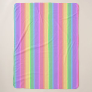 Pastel rainbow stripes sherpa blanket