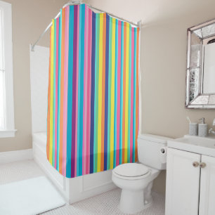 Pastel Rainbow Stripes Shower Curtain