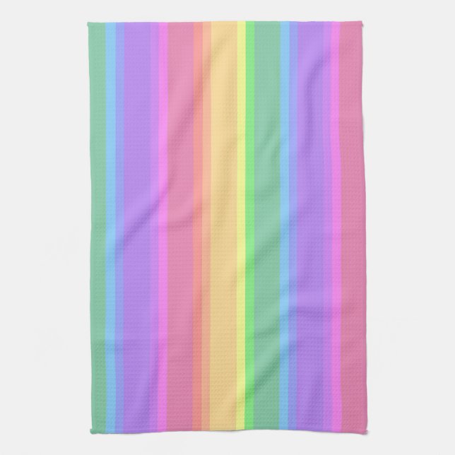 Pastel rainbow stripes tea towel (Vertical)