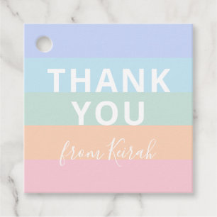 Pastel Rainbow Stripes Thank You Name Favour Tags