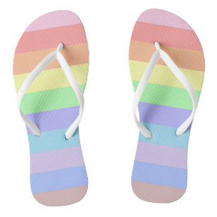 Pastel Rainbow Stripes Thongs