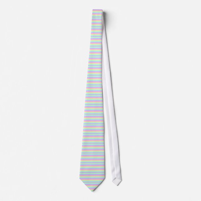 Pastel Rainbow Strips - Pattern Tie (Front)