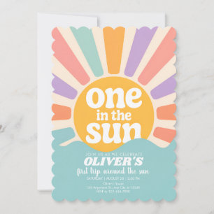 Pastel Rainbow Sun Birthday Invitation