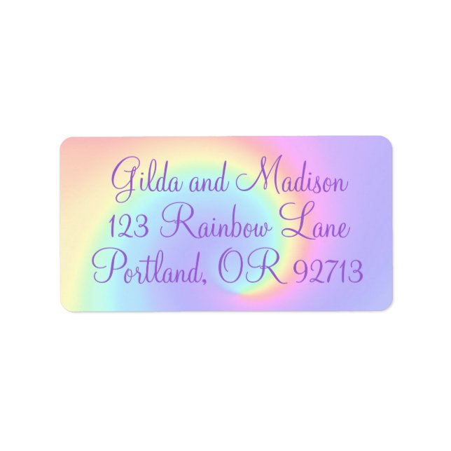 Pastel Rainbow Swirl Address Labels (Front)