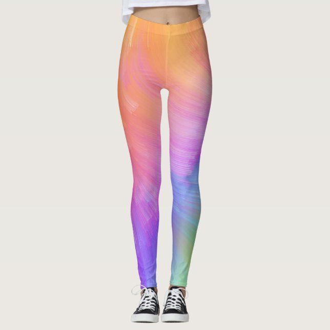 Pastel Rainbow Swirl Leggings (Front)