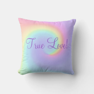 Pastel Rainbow Swirl Lesbian Wedding Cushion