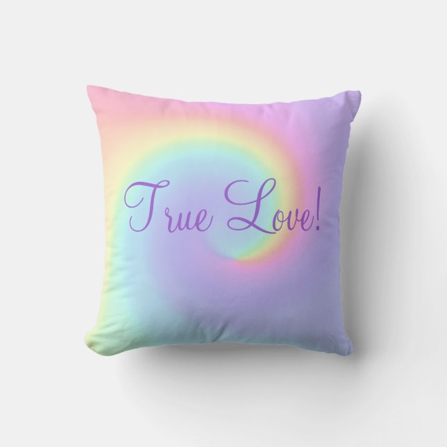 Pastel Rainbow Swirl Lesbian Wedding Cushion (Front)