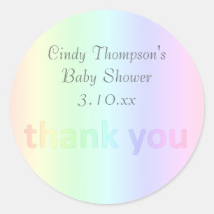 Pastel Rainbow Thank You Custom Classic Round Sticker