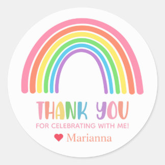 Pastel Rainbow Thank You Stickers