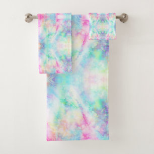 Pastel Rainbow Tie Dye Bath Towel Set