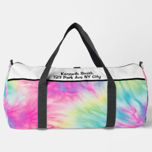 Pastel Rainbow Tie Dye Girls Monogram Personalised Duffle Bag