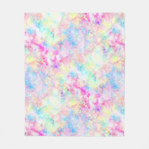 Pastel Rainbow Tie Dye Watercolor Fleece Blanket