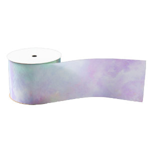 Pastel Rainbow Tie-Dye Watercolor Painting Grosgrain Ribbon