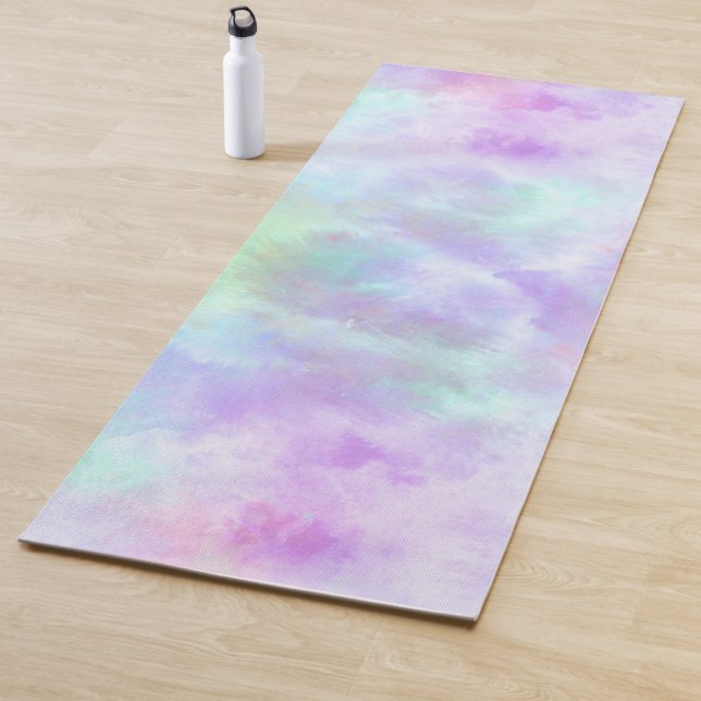 Pastel Rainbow Tie-Dye Watercolor Painting Yoga Mat (In Situ)