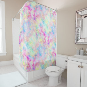Pastel Rainbow Tie Dye Watercolor Shower Curtain