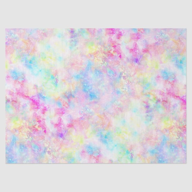 Pastel Rainbow Tie Dye Watercolor Tissue Paper (Front)