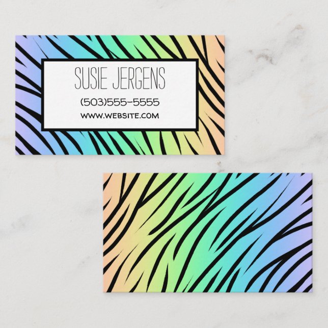 Pastel Rainbow Tiger Print Customisable  Business Card (Front/Back)