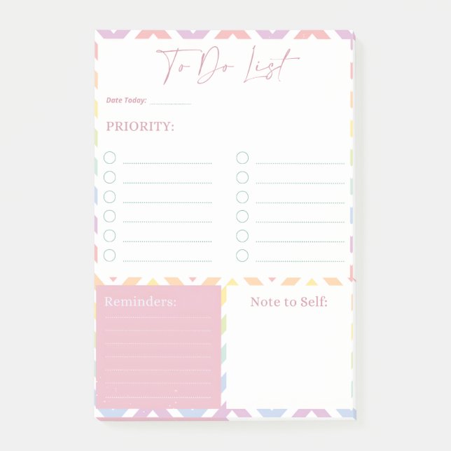Pastel Rainbow To-Do List Planner Post-it Notes (Front)