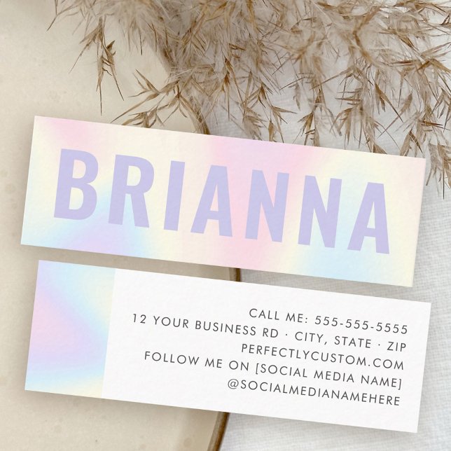 Pastel rainbow trendy modern minimal mini business card (Creator Uploaded)