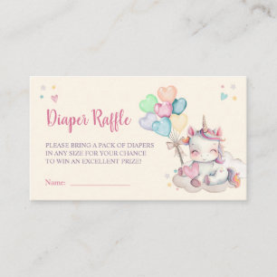 Pastel Rainbow Unicorn Baby Shower Diaper Raffle Enclosure Card