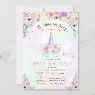 Pastel Rainbow Unicorn Baby Shower Invitation