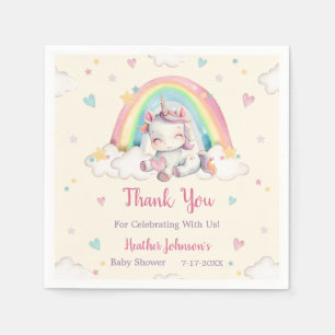 Pastel Rainbow Unicorn Baby Shower Napkin