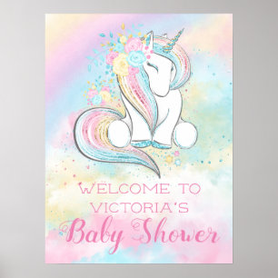 Pastel Rainbow Unicorn Baby Shower Sign